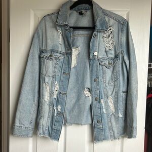 Divided H&M Light Blue Ripped Denim Jacket